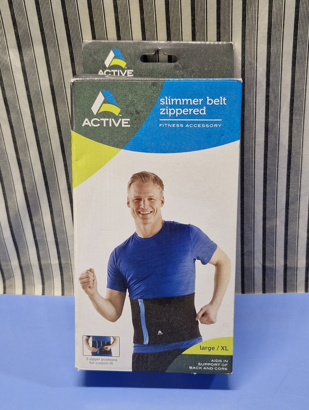 Active Slimmer Belt Zippered Waist Trainer Back Support Large XL New Open Box